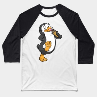Penguin with Waffle and Chocolate Ice Cream Baseball T-Shirt